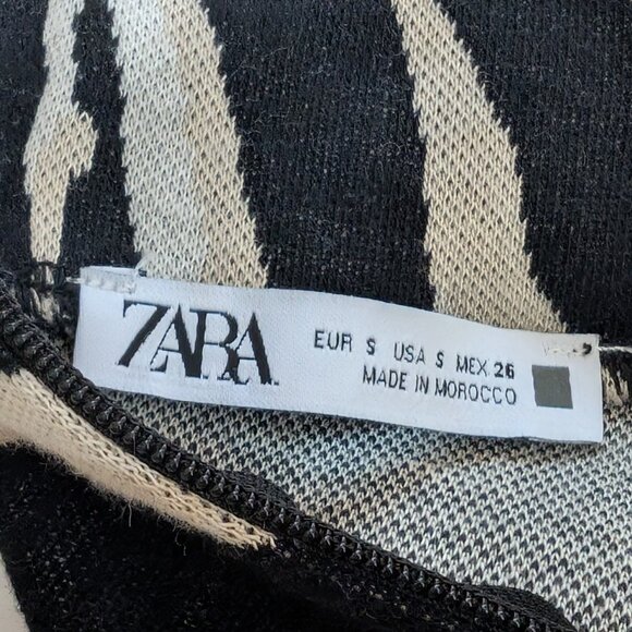 ZARA bodycon MINI DRESS Sz SMALL ZEBRA PRINT LONG SLEEVES made in MOROCCO - Picture 9 of 10